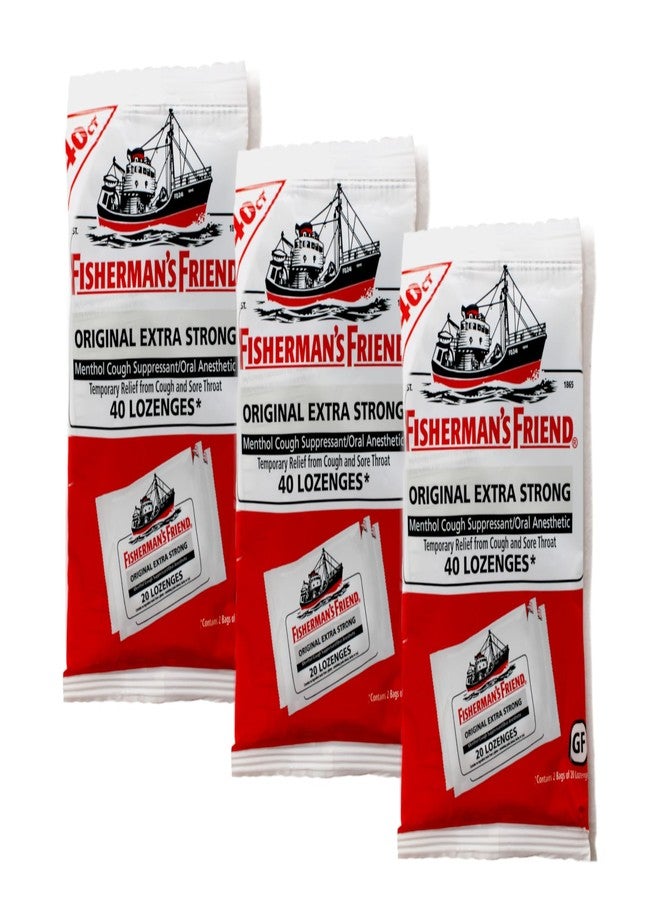 Gamenote Fisherman's Friend Original Extra Strong Menthol Cough Suppressant Lozenges - 40 ct, Pack of 3 - Image 1